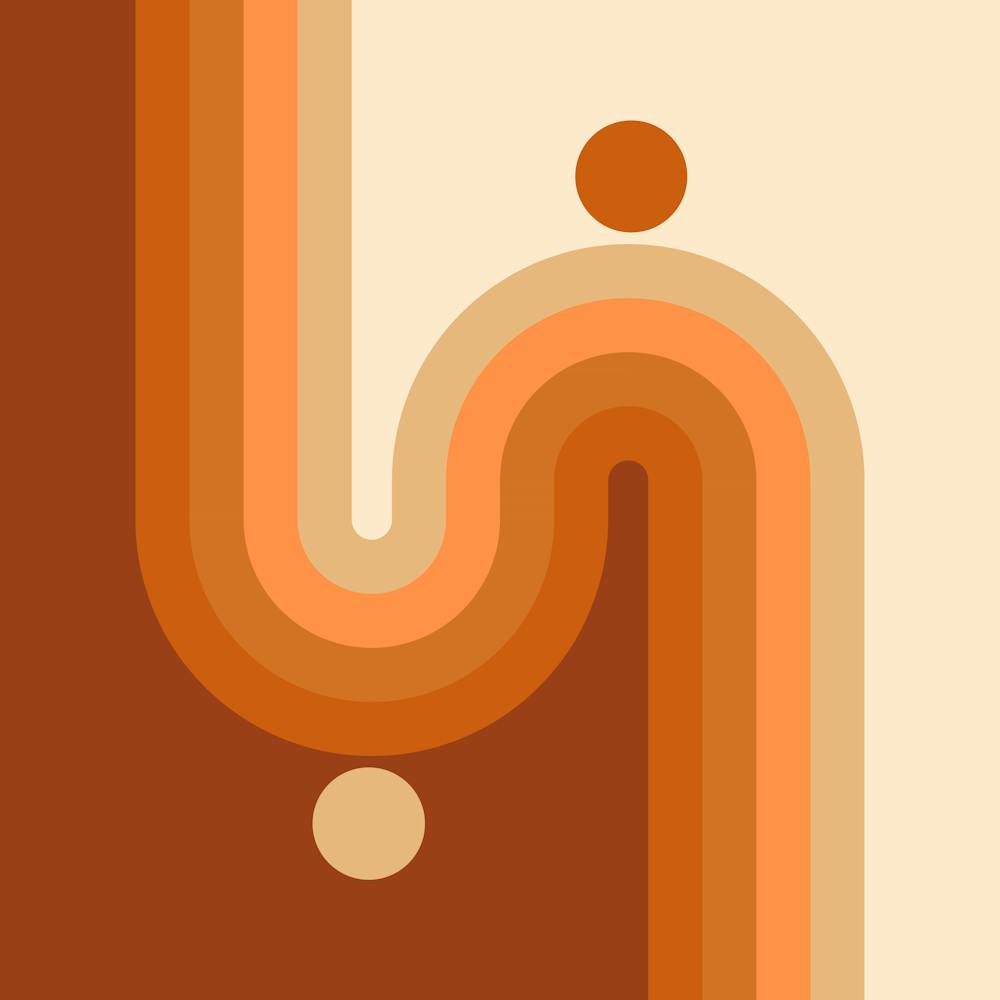 Midcentury Modern Geometric Arch Sun Abstract 3 In Terracotta Brown 02