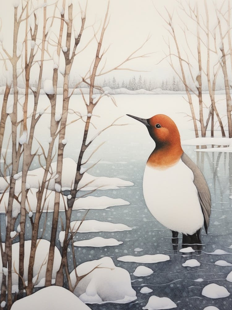 Winter Bird Painting Canvasback 2