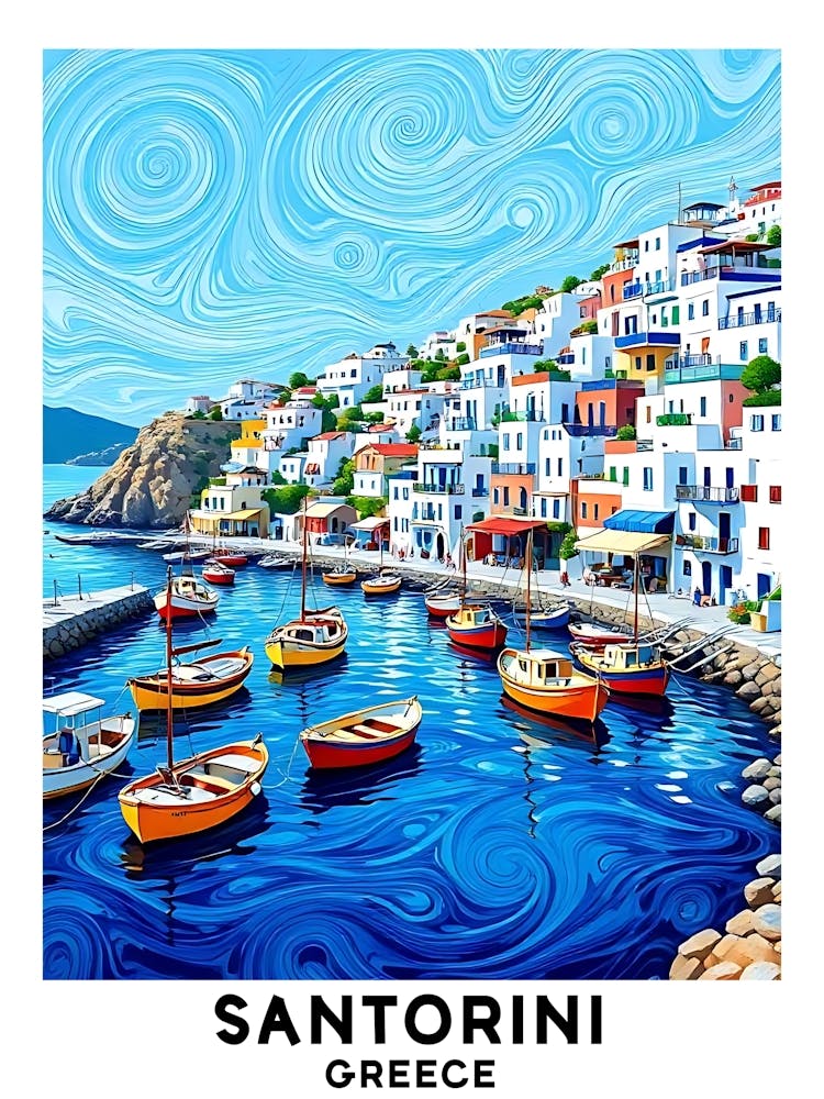 Santorini - Greece Vintage Travel Poster 49