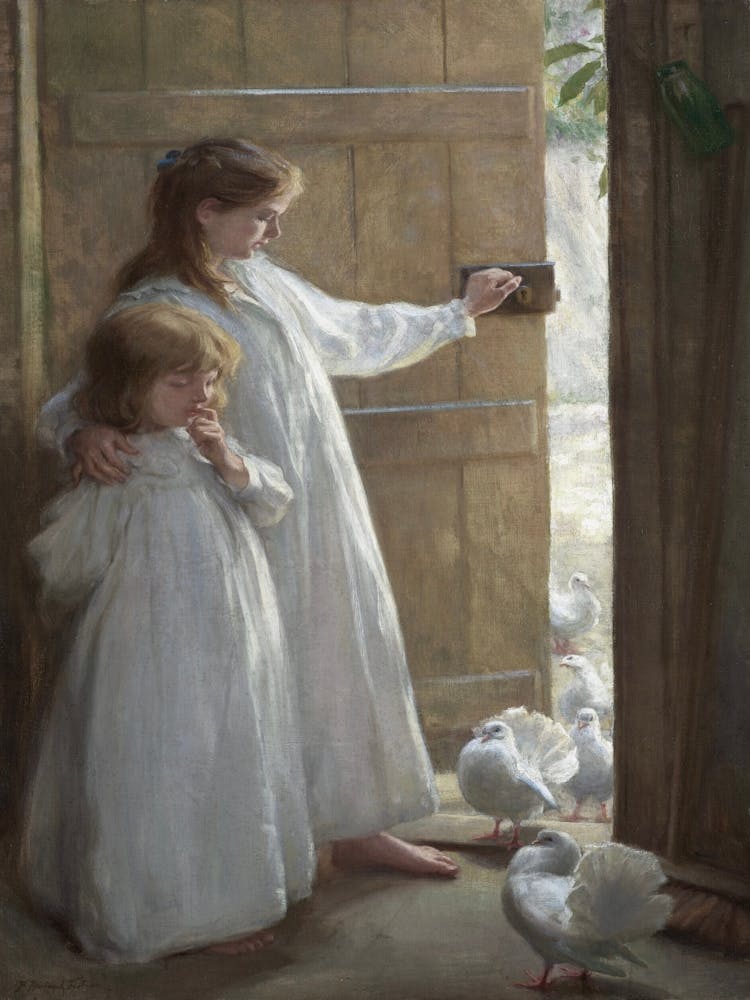 Two Girls With Pigeons