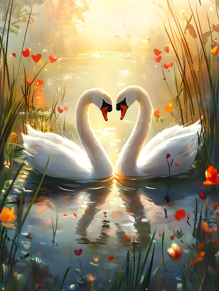 Amazing Swan Couple in the Lake 7