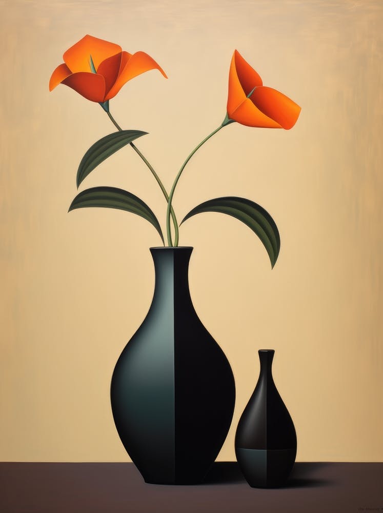 Flowers In Black Vase