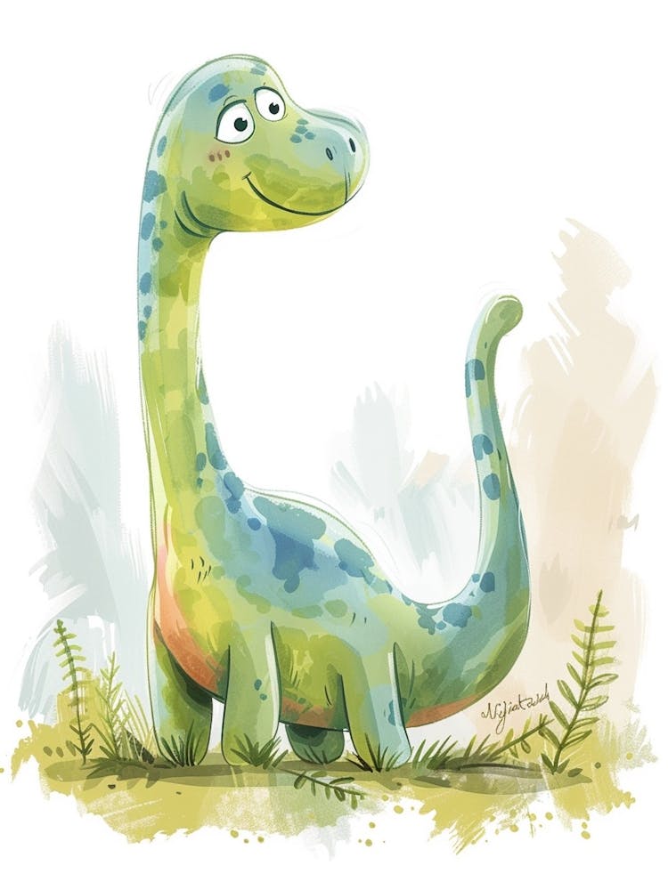 Watercolour Of A Edmontosaurus Dinosaur 1