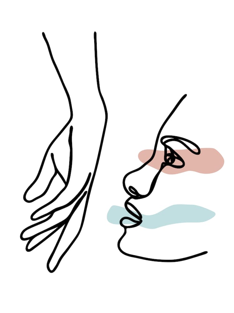 Female Hand Kiss Line Art