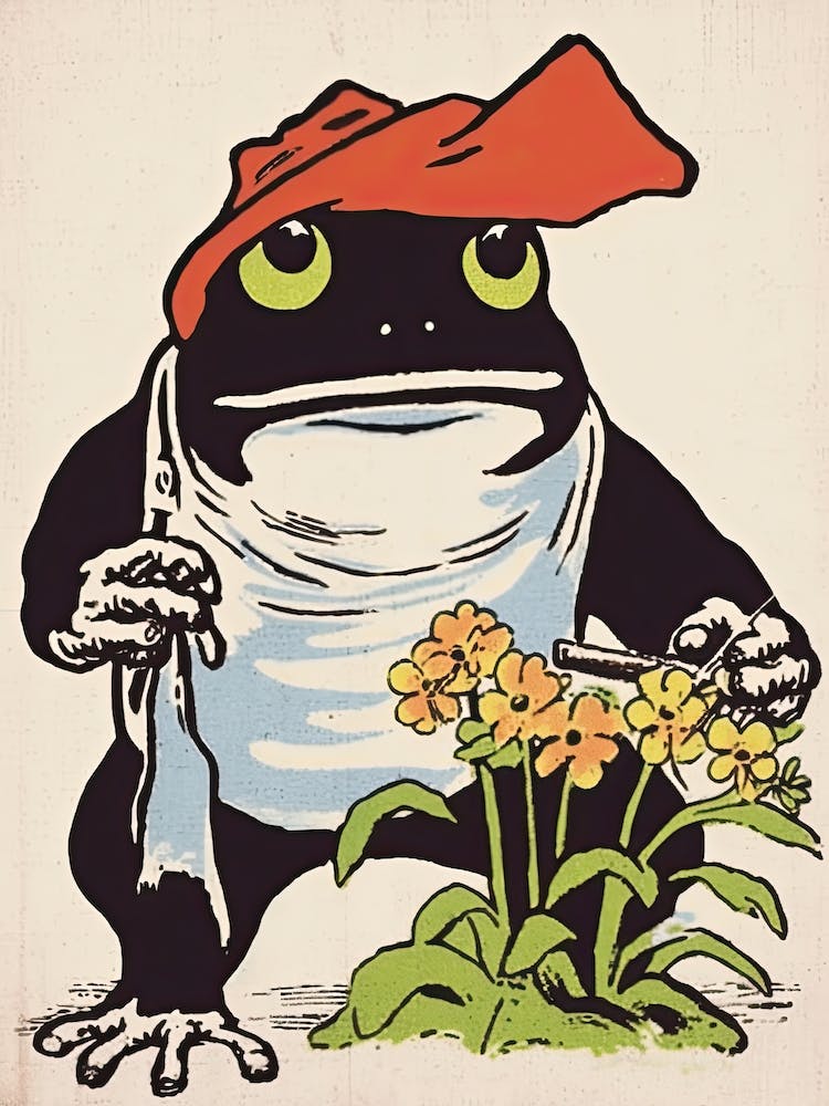 Frog In The Garden,  Matsumoto Hoji Inspired Japanese 1