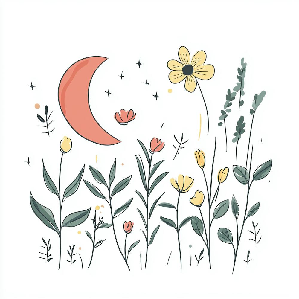 Cute Line Art Wildflowers