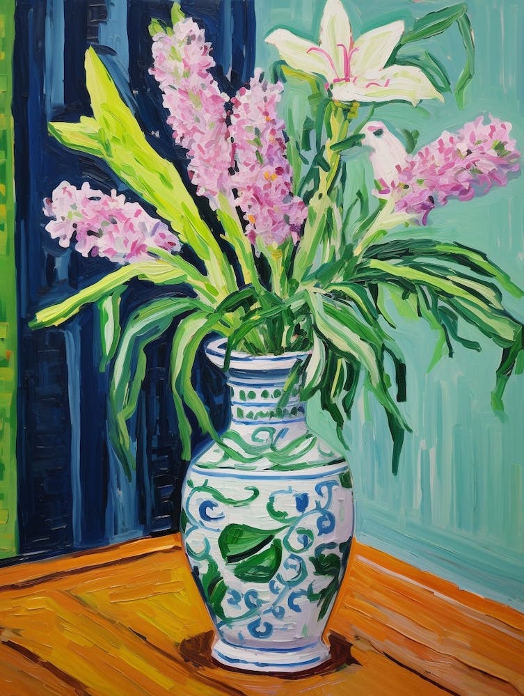 Flowers In A Vase Still Life Painting Lavender