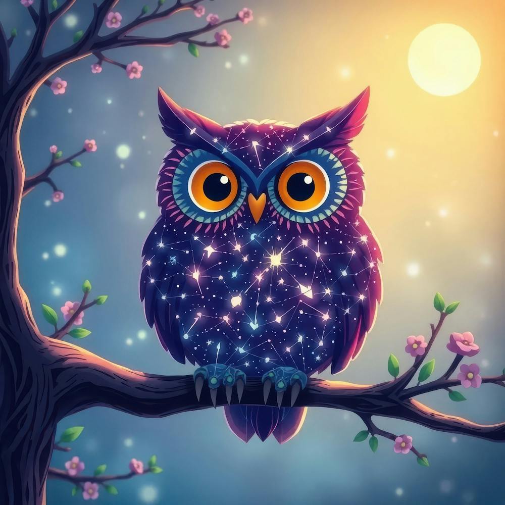 Owl In The Night Sky