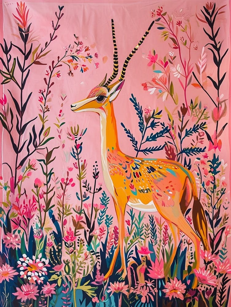 Floral Animal Painting Gazelle 2