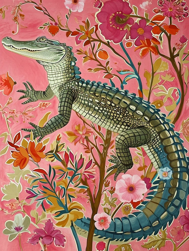 Floral Animal Painting Alligator 1