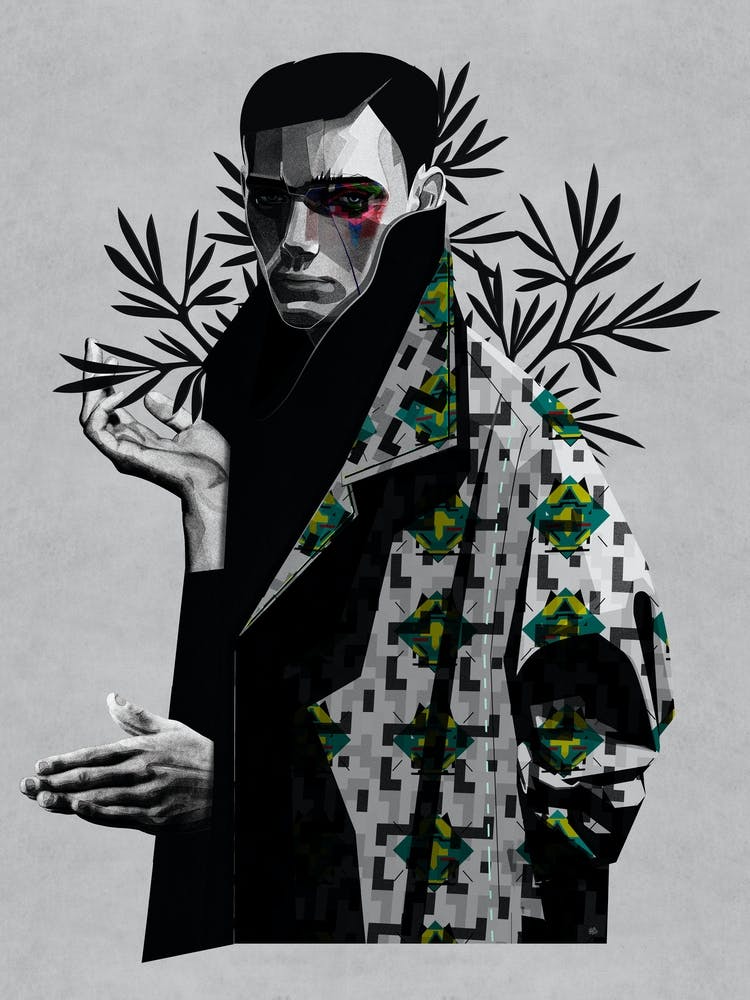Men In Geometric Jacket