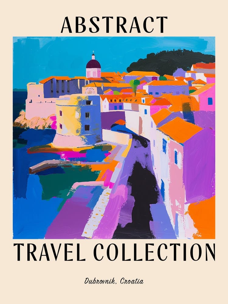 Abstract Travel Collection Poster Dubrovnik Croatia 2