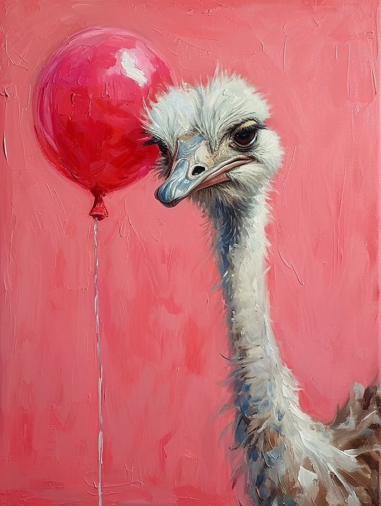 Cute Ostrich 3 With Balloon