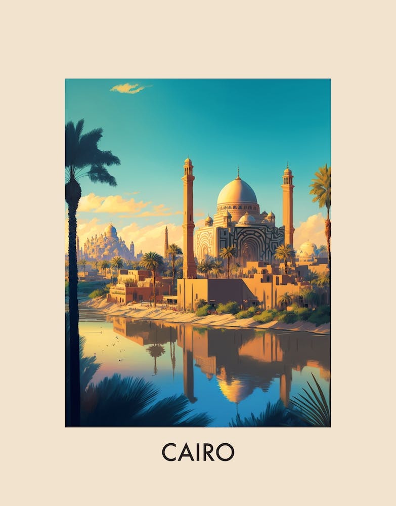 Cairo Egypt 1 Vintage Travel Poster