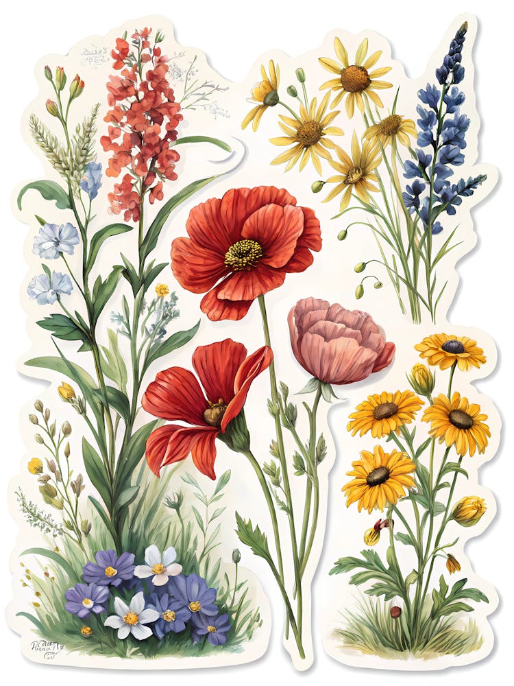 Fleurs Sauvages Style Peinture à l'Huile