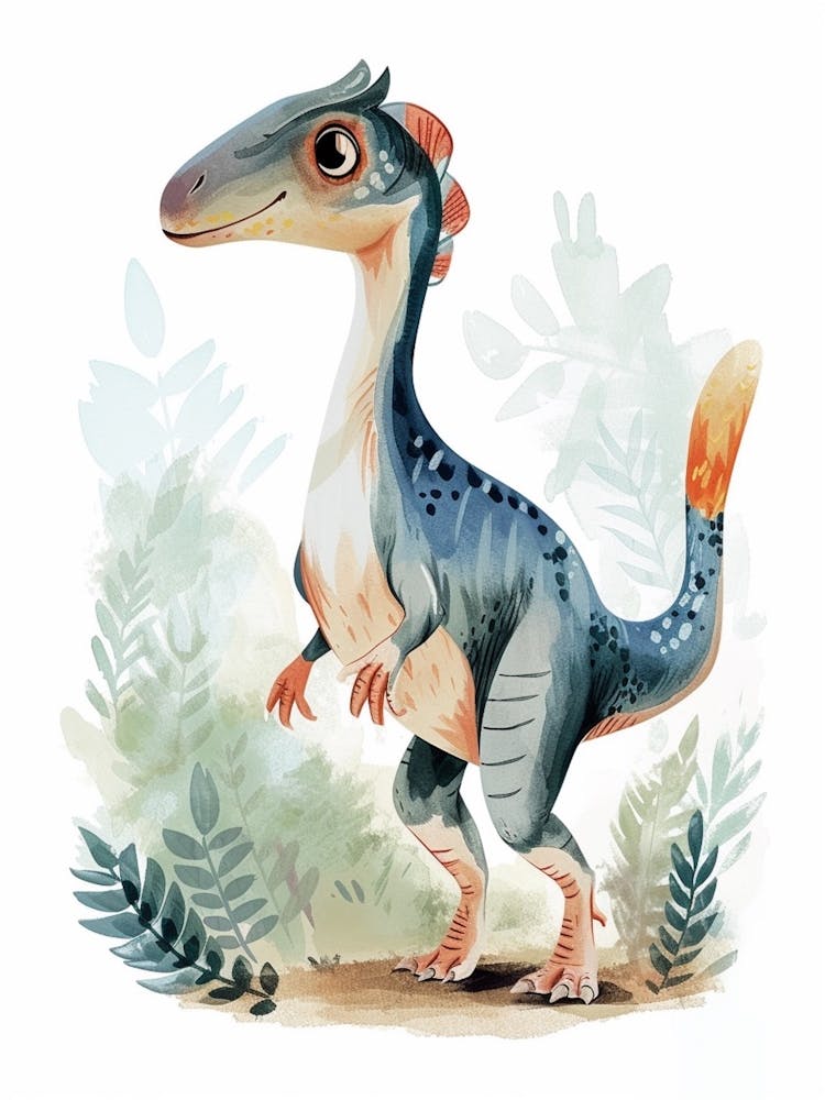 Cute Cartoon Parasaurolophus Dinosaur