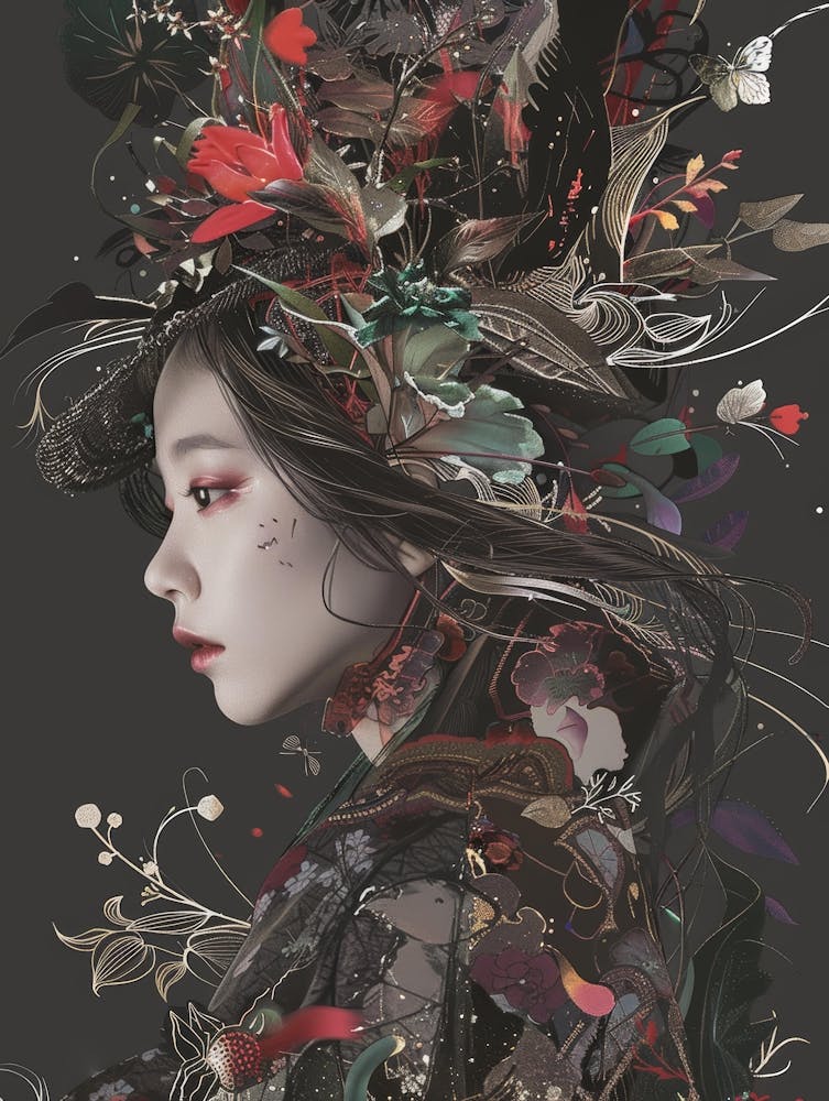 Asian Girl With Flowers 3