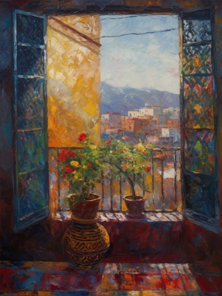 Window View Of Marrakech In The Style Of Impressionism 4