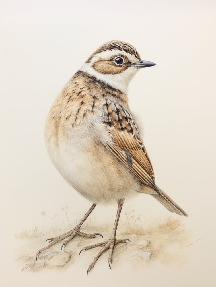 Dessin d'Oiseau Vintage - Alouette 2