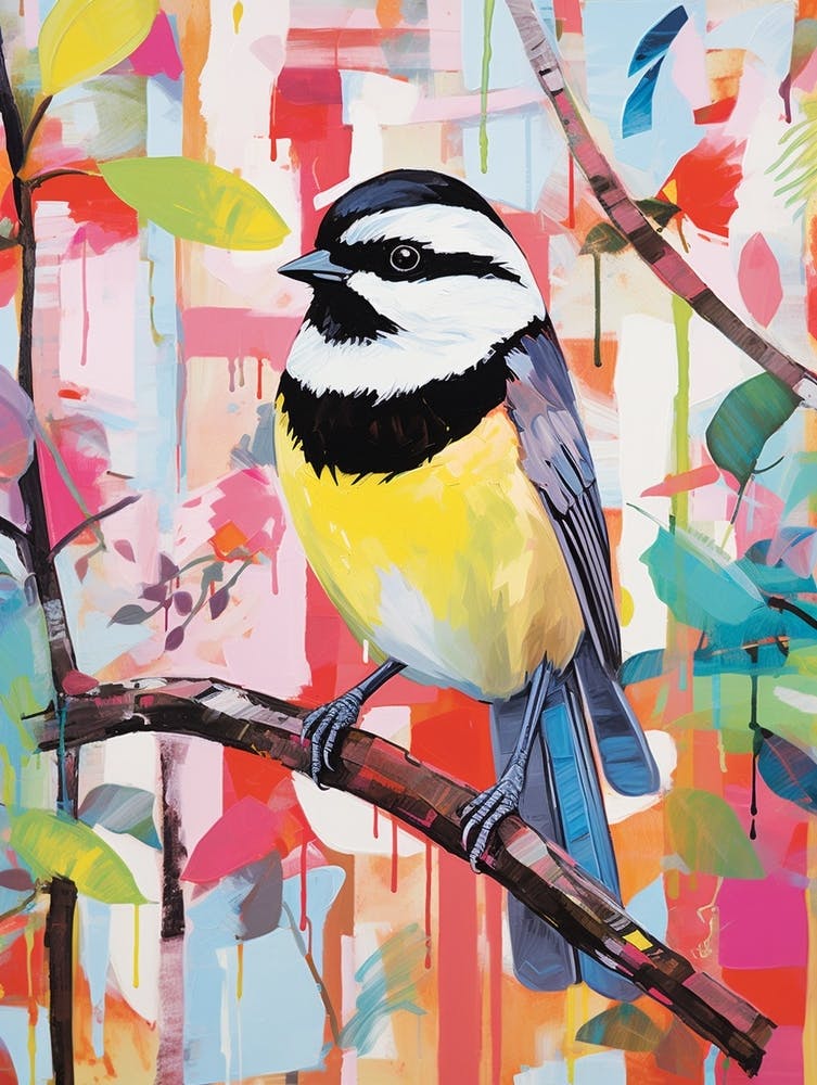 Colourful Bird Painting Carolina Chickadee 3