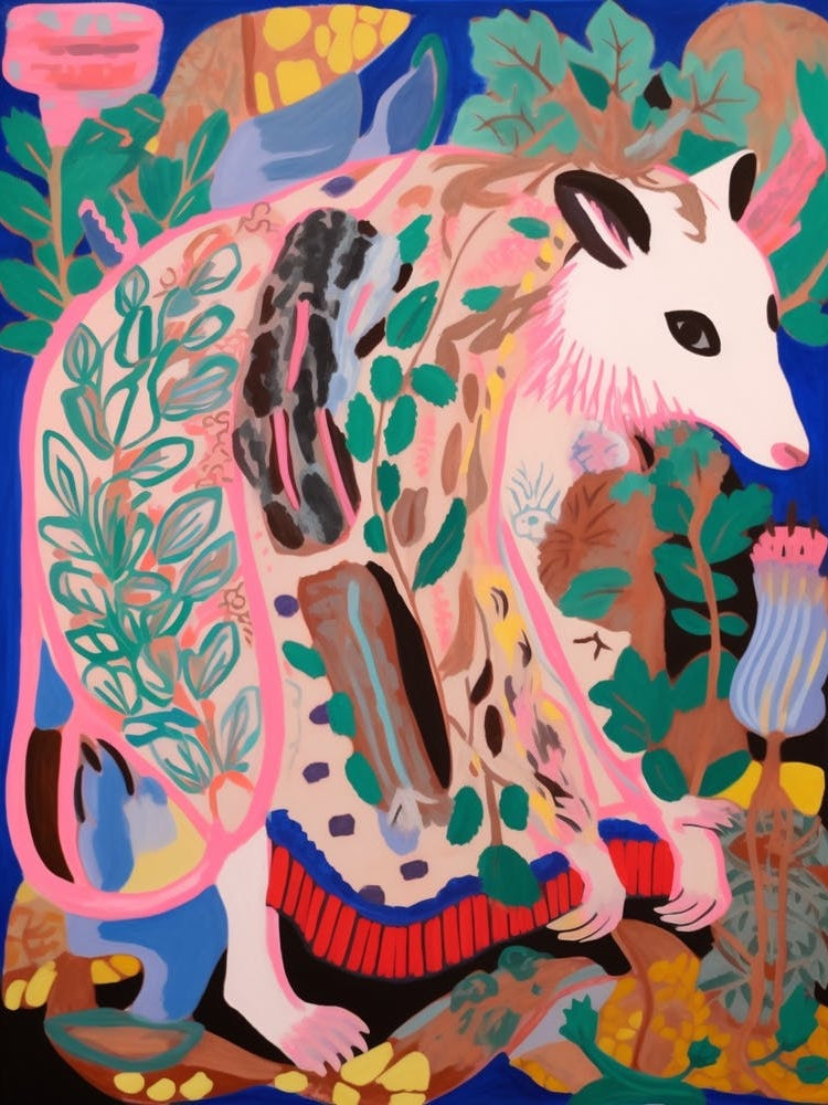 Maximalist Animal Painting Opossum 3