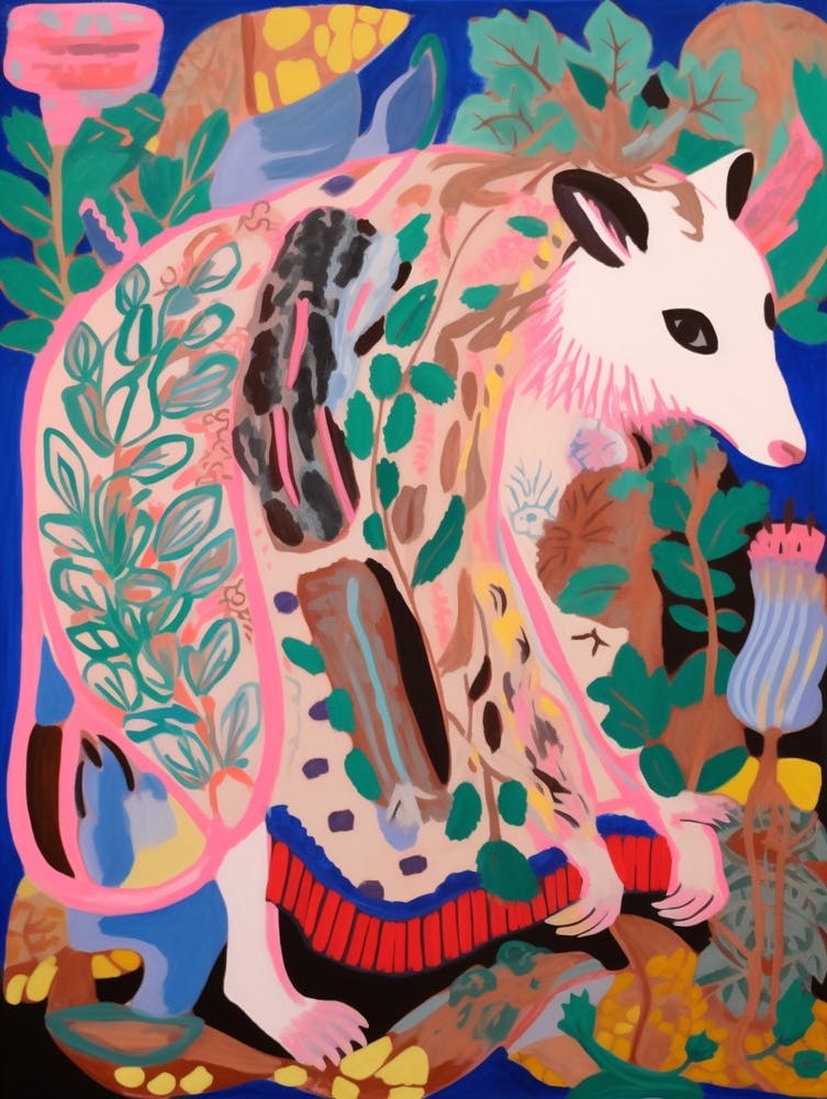 Maximalist Animal Painting Opossum 3