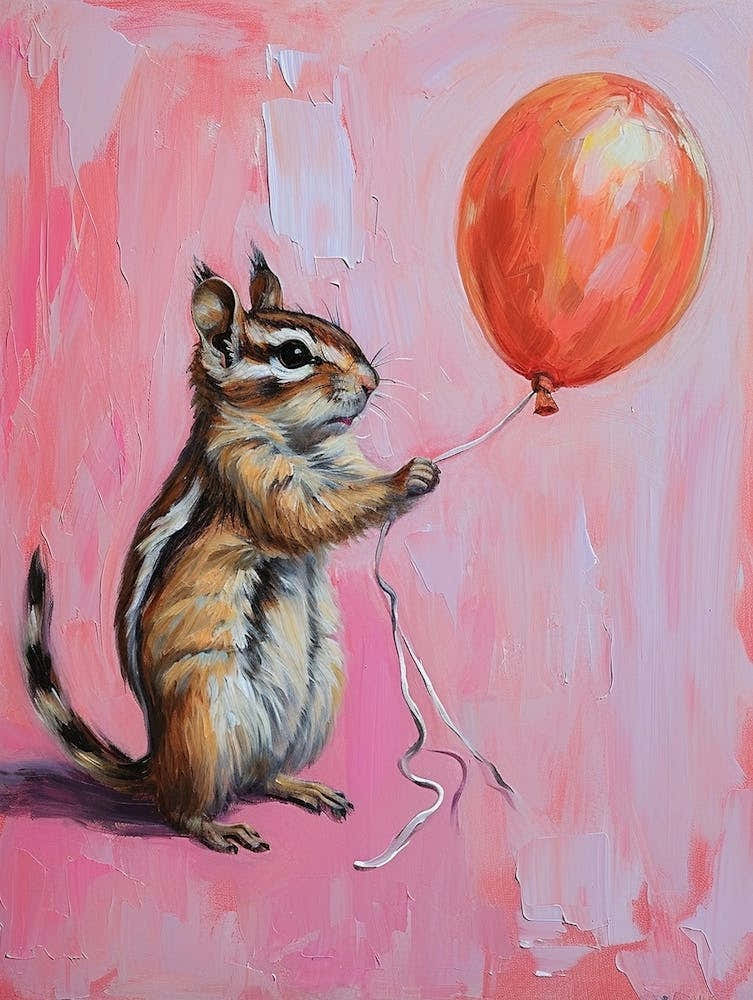 Cute Chipmunk 1 With Balloon
