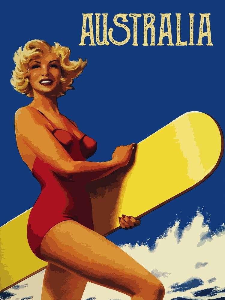 Australia, Woman with a Surfing Board