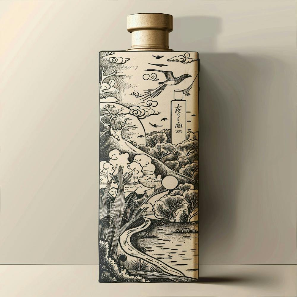 Asian Landscape Hand Drawn Sketch