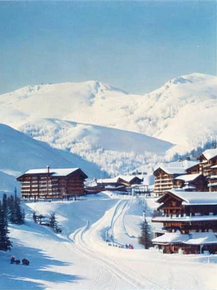Les Trois Vallées, France Vintage Skiing Poster