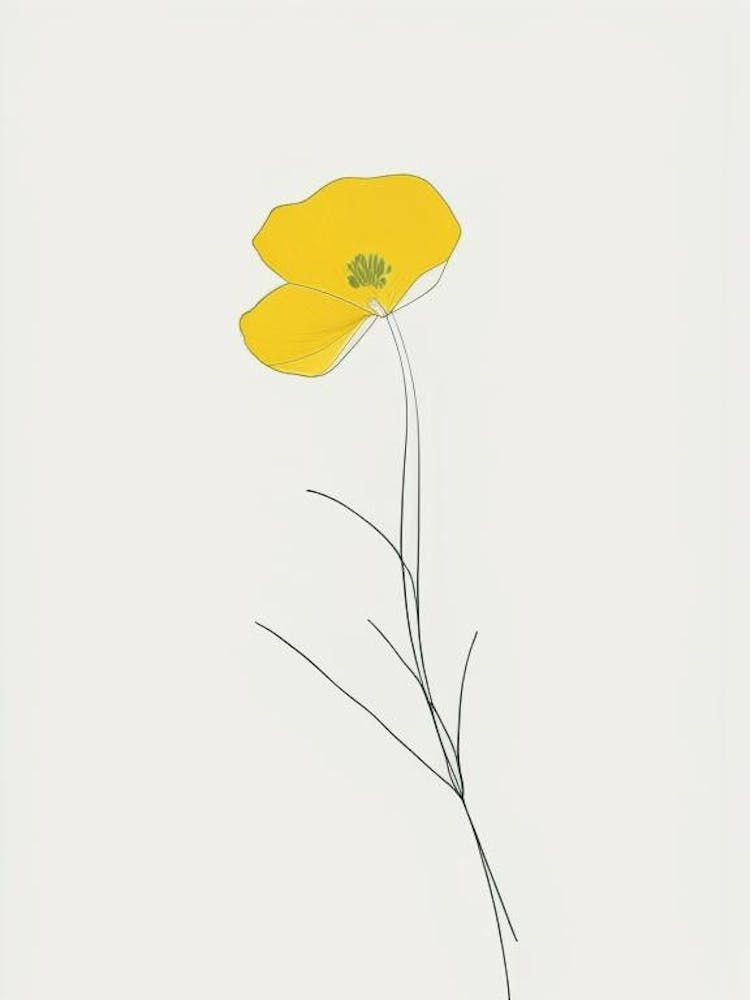 Buttercup Floral Minimal Line Drawing 2 Flower