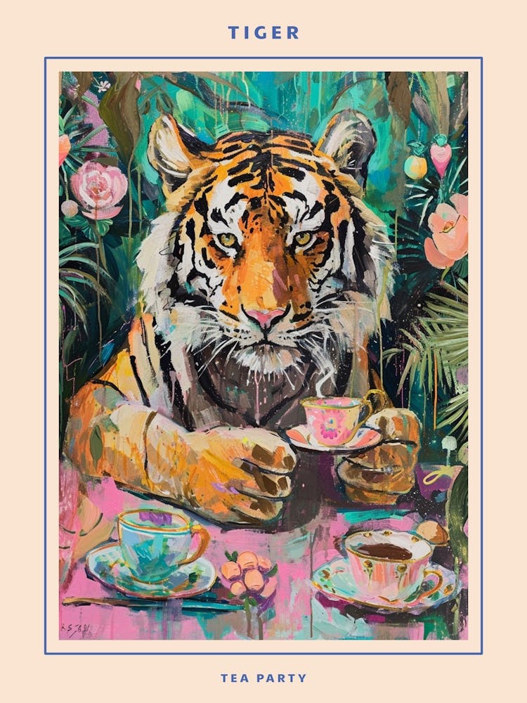 Kitsch Tiger Tea Party Poster 3