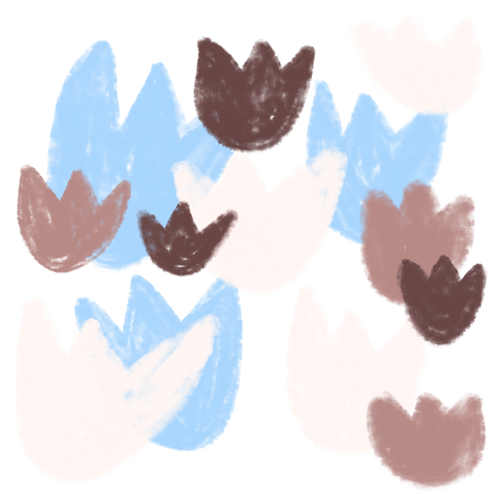 Superposition Pastel Simple Audacieuse Fleurs de Tulipes Bleu et Moka