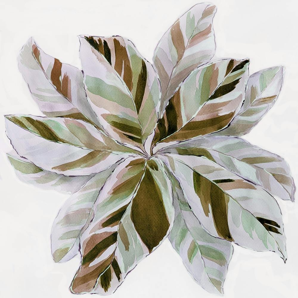 Grünbraune Blätter Blumen Aquarell