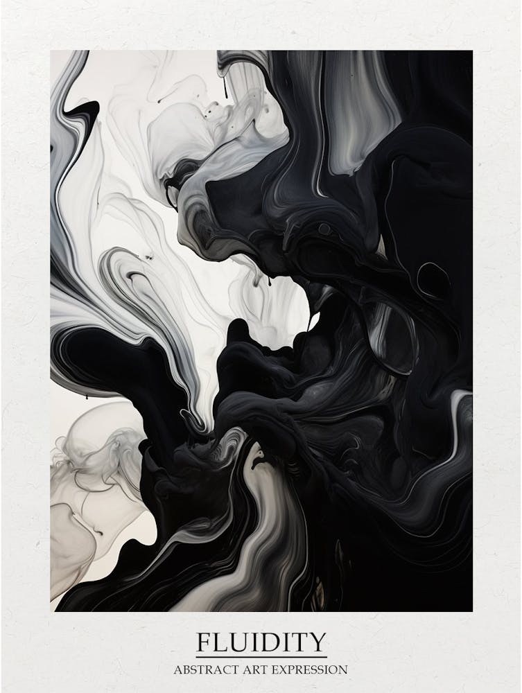 Fluidity Abstract Black And White 3 Poster