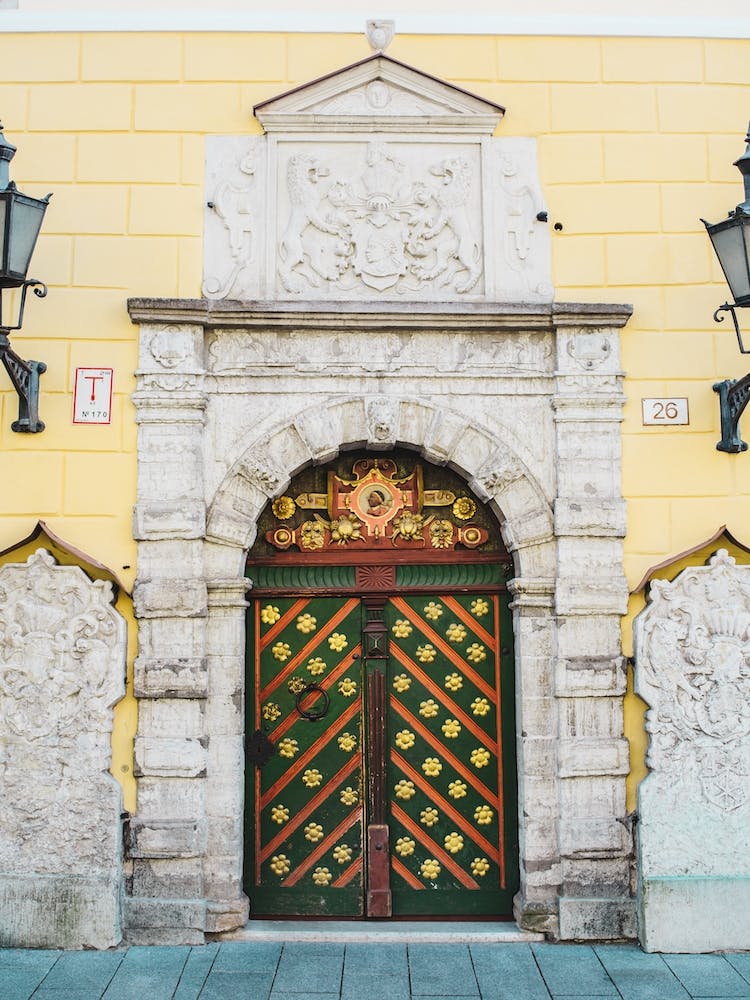 Green Door In Tallinn Estonia