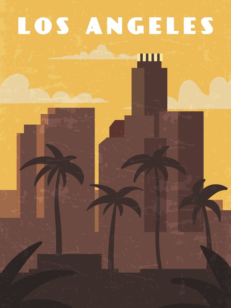 Los Angeles, California, USA - Retro travel minimalist poster