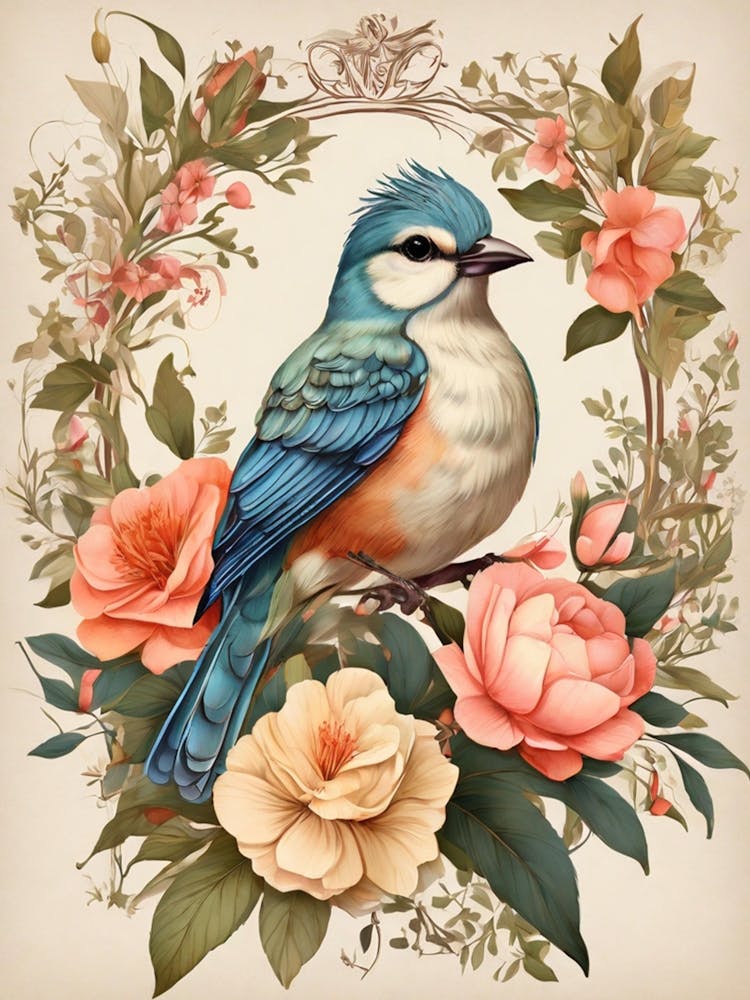 Bird In A Floral Frame