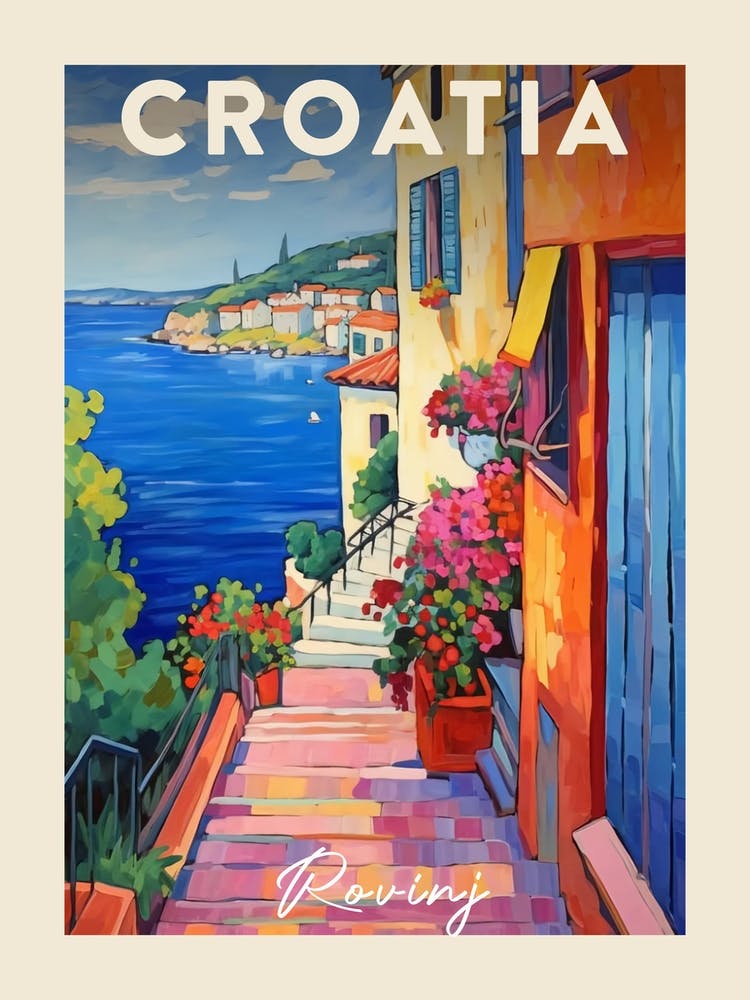Rovinj Croatia 2 Fauvist Painting Travel Poster