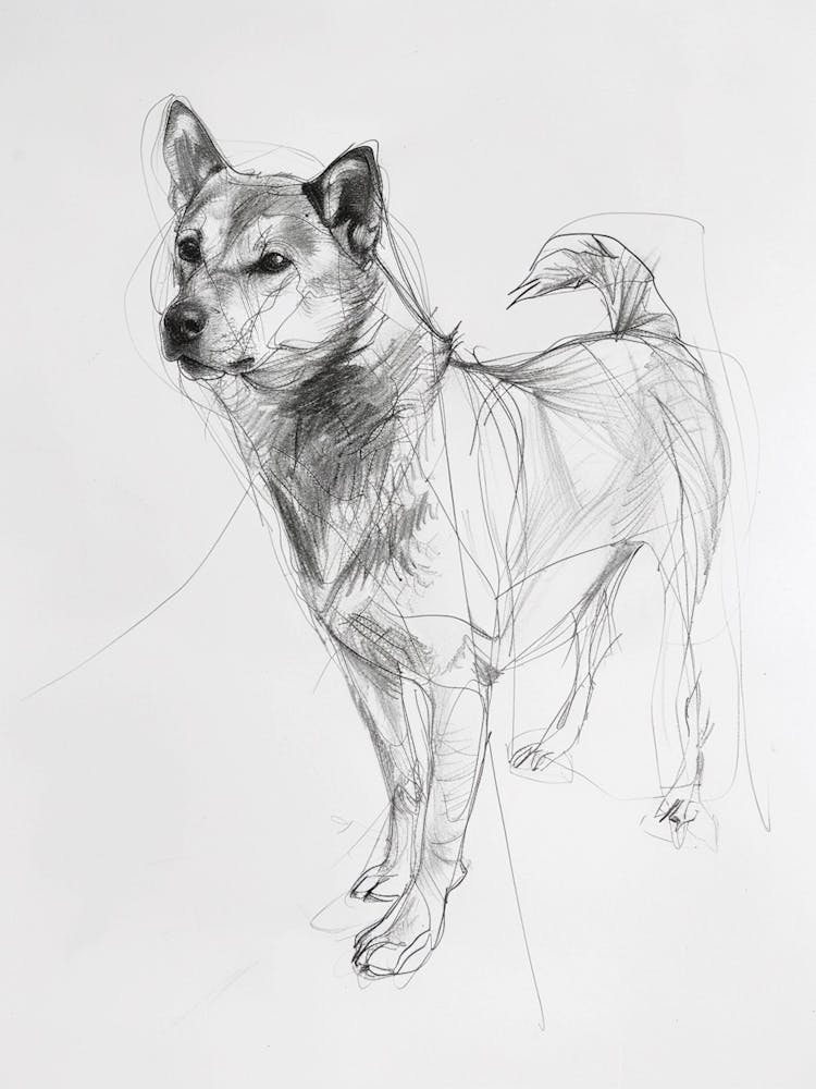 Shiba Inu Dog Charcoal Line 1