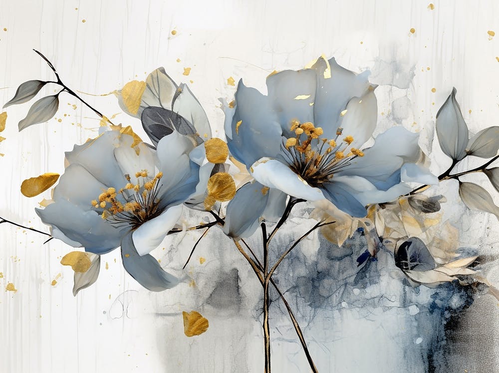 Pastel Blue and Gold Abstract