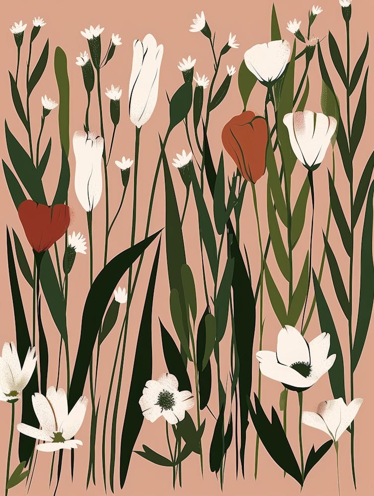 Wild Flowers On A Pink Background