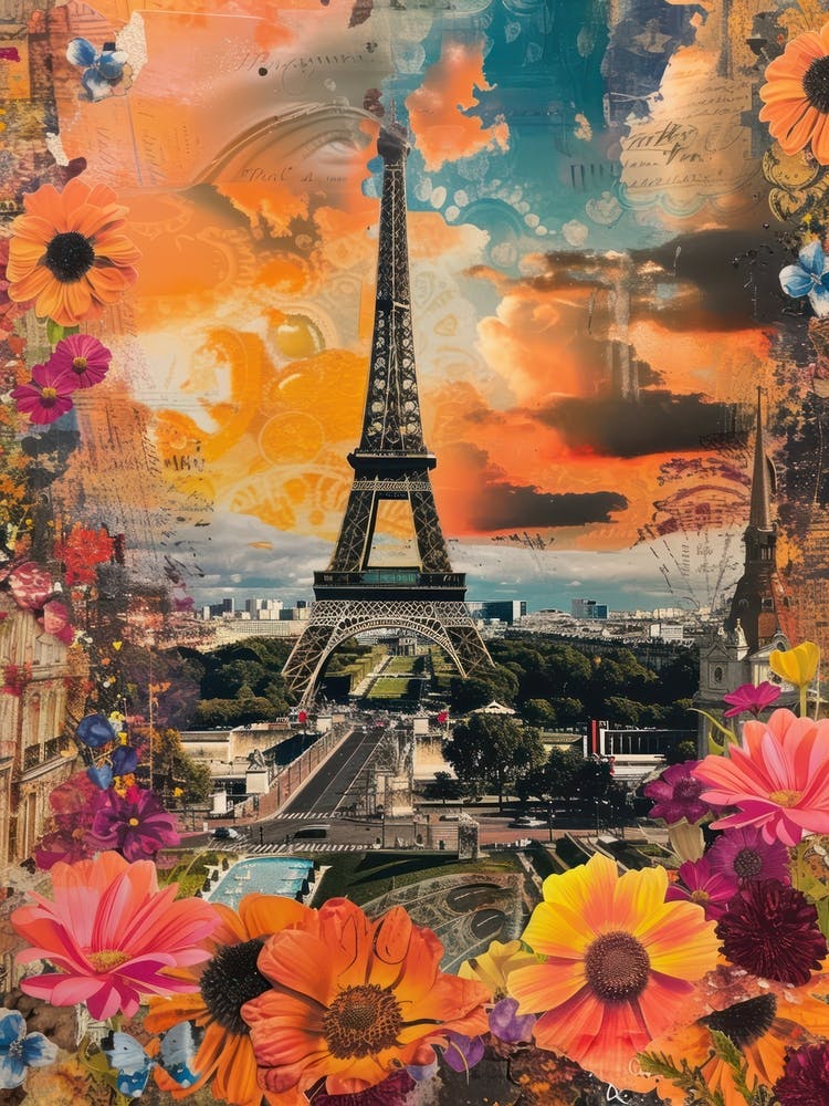 Paris   Floral Retro Collage Style 2