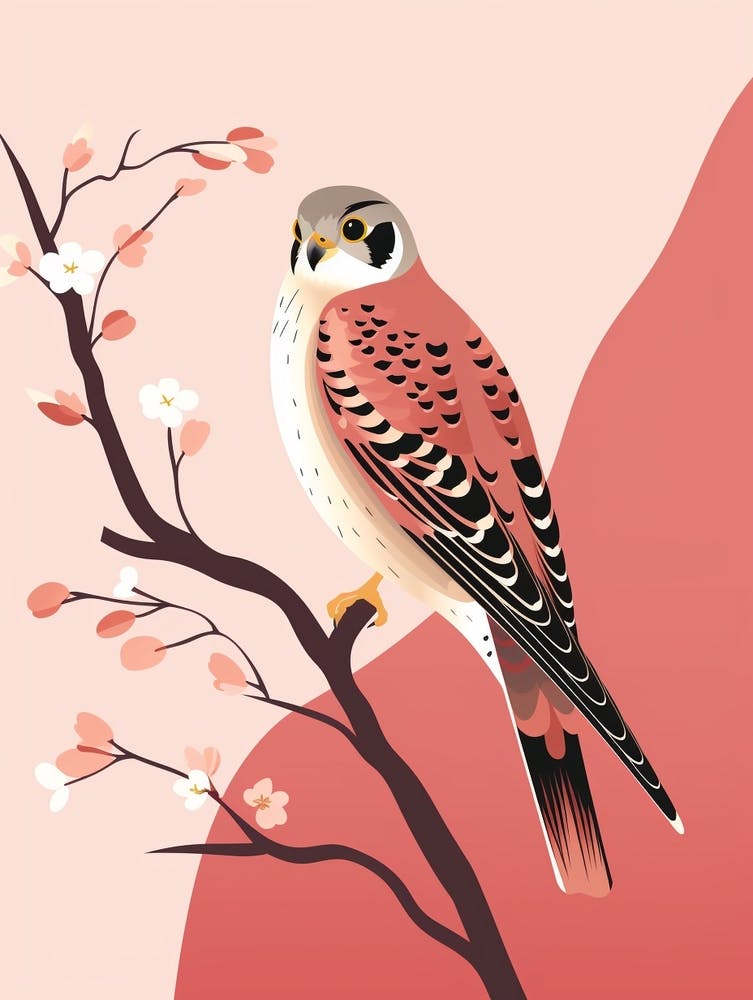 Minimalist American Kestrel 2 Illustration