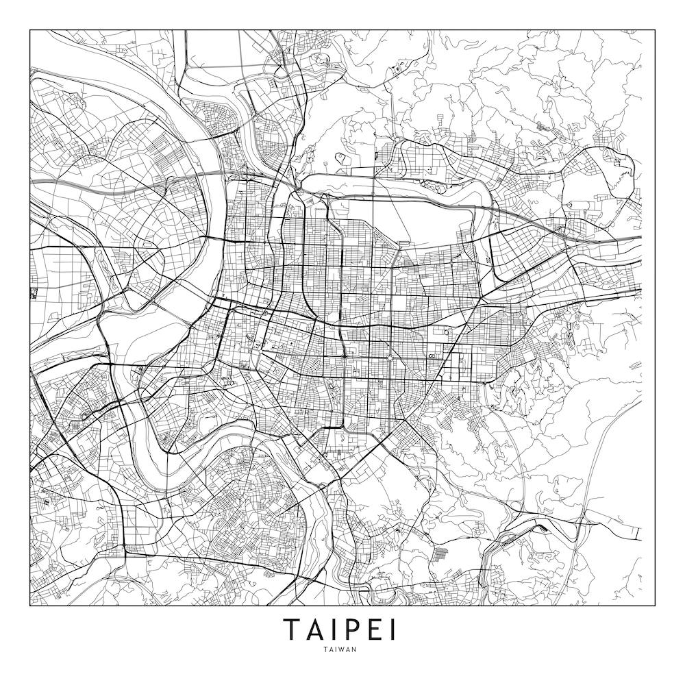 Taipei White Map Square