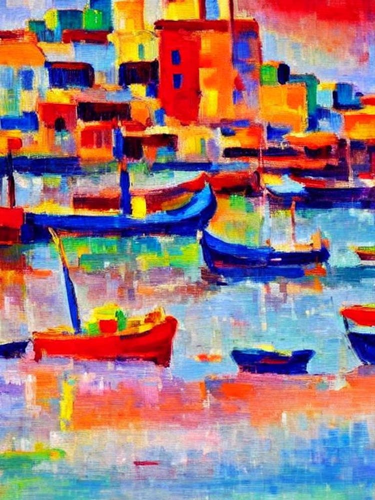 Port Of Doha Qatar Brushwork Painting harbour