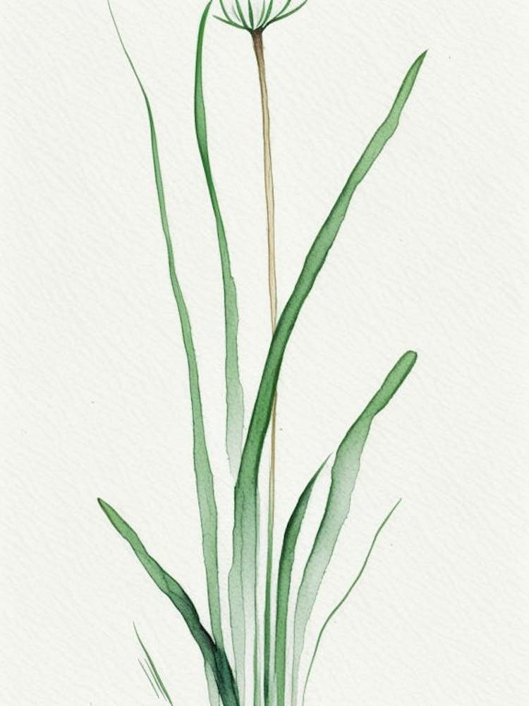 Wild Onion Leaf Minimalist Watercolour 1