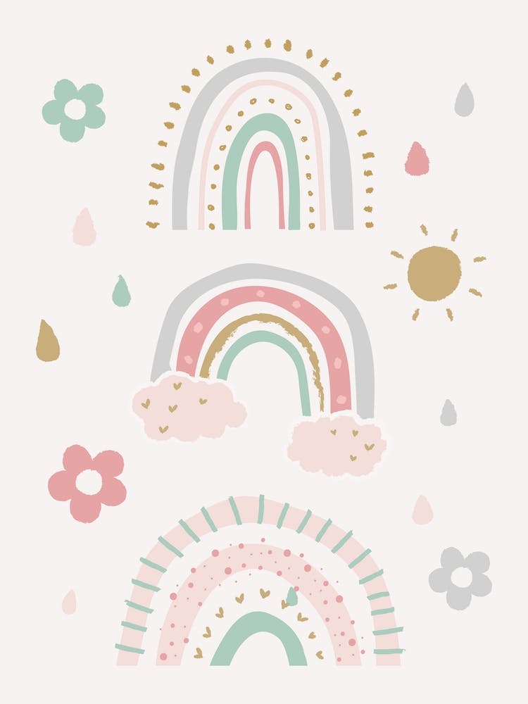 Hand drawn Colorful Rainbows Children's 1