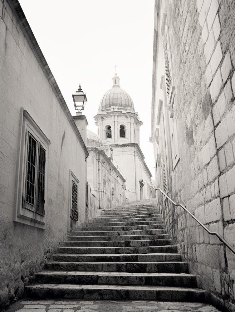 Dubrovnik, Croatia, Black And White Old Photo 4
