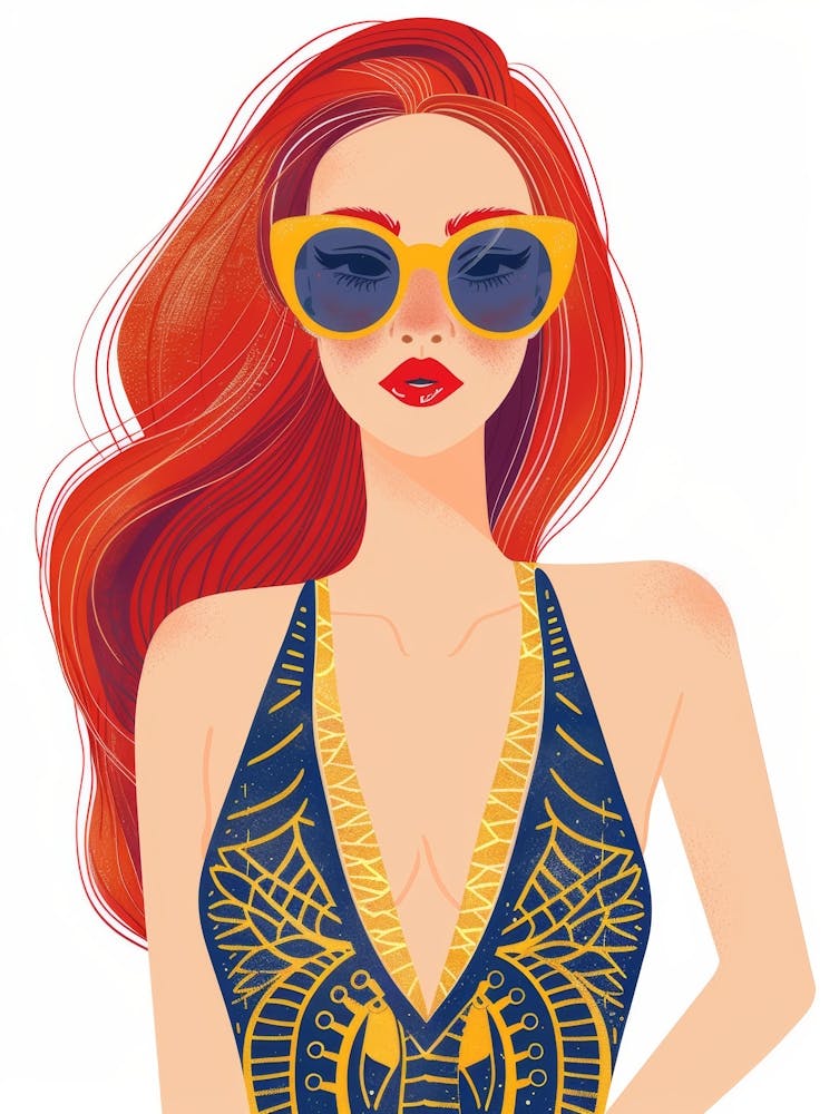 Illustration Of A Woman With Red Hair